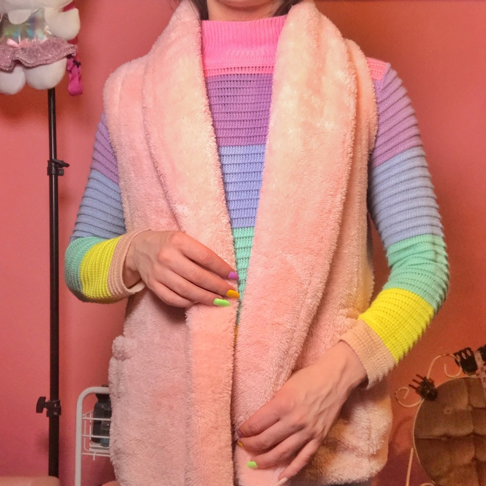 Pink fluffy vest